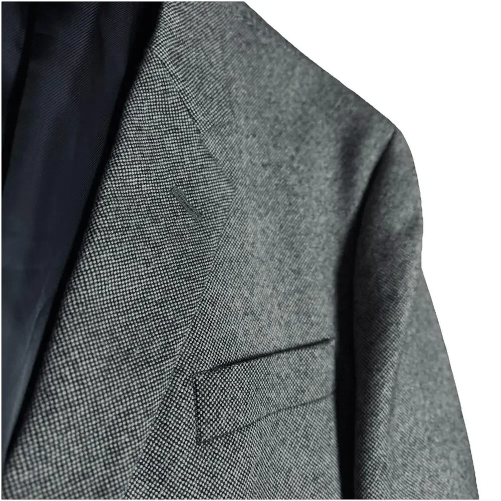 Stafford 52R Gray Merino Wool Birdseye Tweed Mens Blazer Suit Jacket‎ Sport Coat